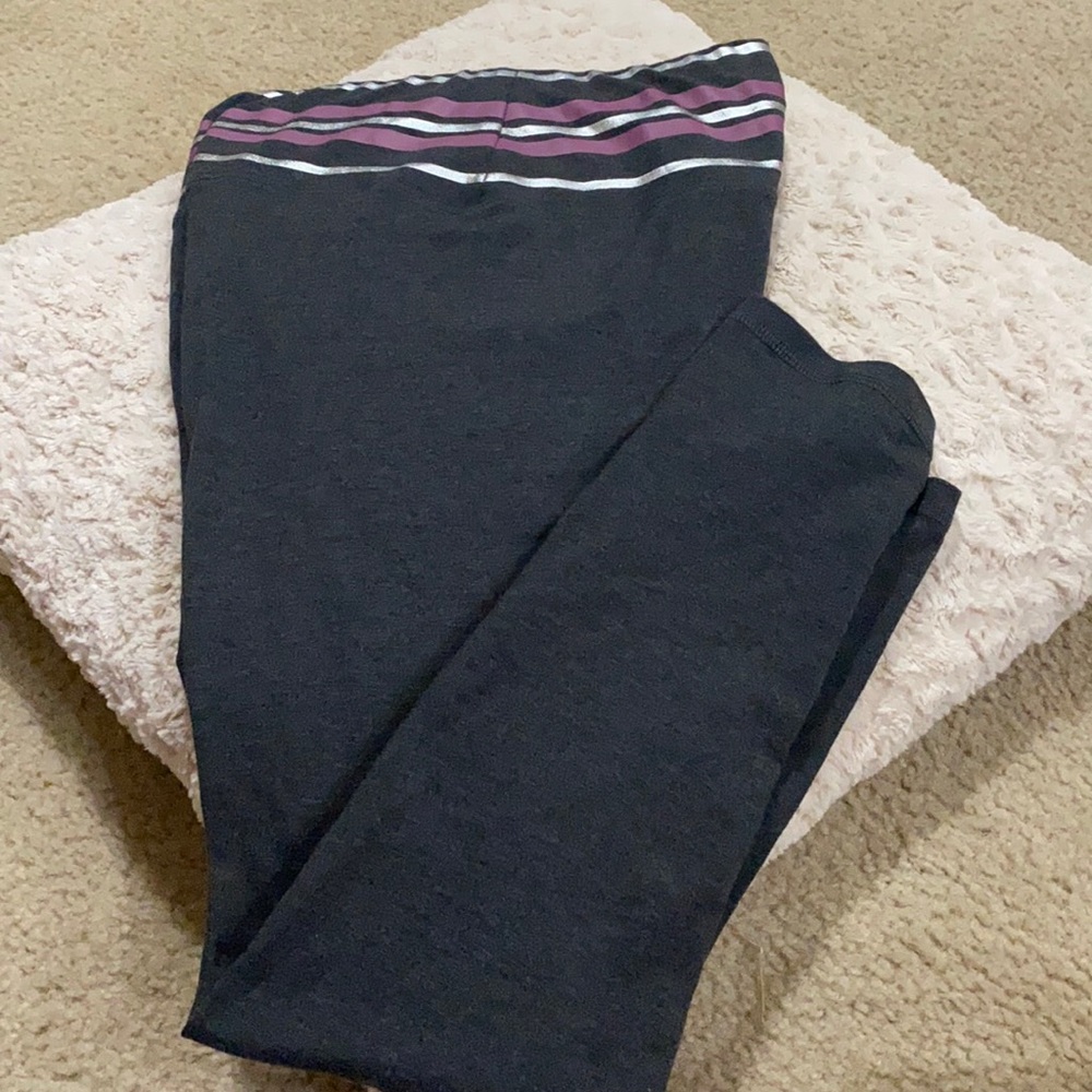 New York & Company High Waist Leggings Gray Silver Purple Women Medium